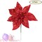 6-Pack: Sparkling Red Glitter Poinsettia Flower Picks - 8.5" Wide, Floral Home by Artificial Flowers